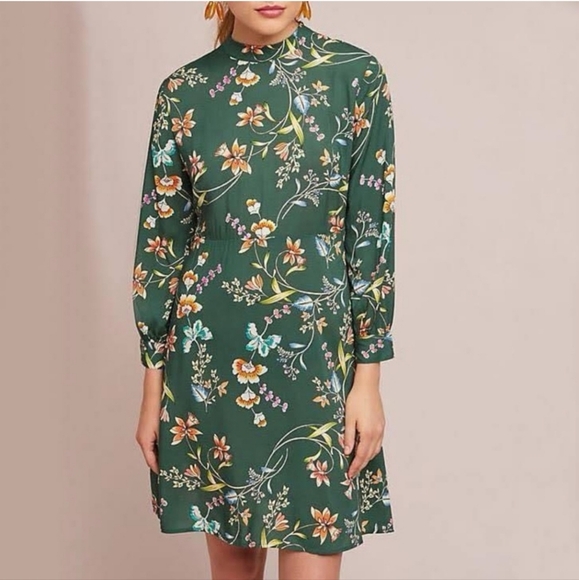 Anthropologie Dresses & Skirts - Anthro Velvet Graham & Spencer Green Floral Long Sleeve Doleman Dress Size XL